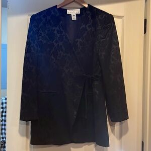 Vintage Black Victorian Print Wrap Blazer/Mini Dress